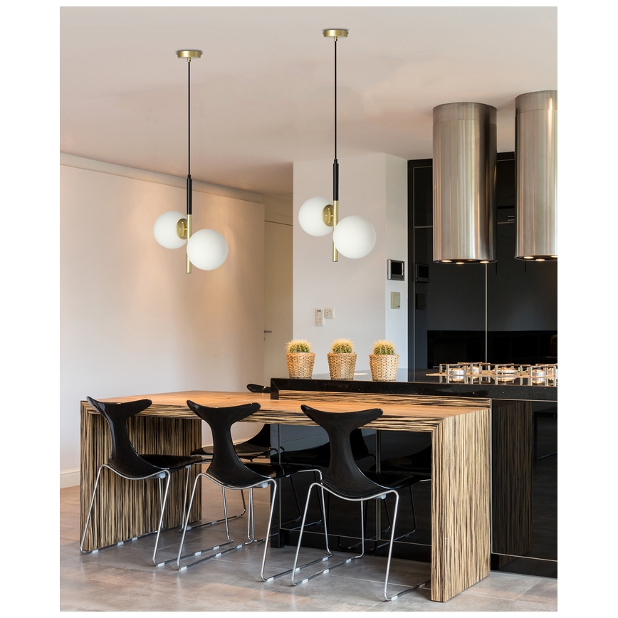 Κρεμαστό φωτιστικό οροφής DUO 2xE14/40W/230V χρυσαφί/μαύρο