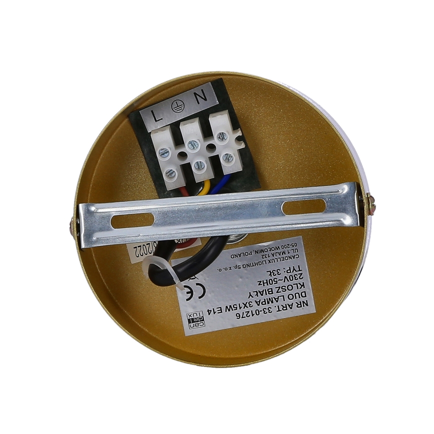 Κρεμαστό φωτιστικό οροφής DUO 3xE14/40W/230V χρυσαφί/μαύρο