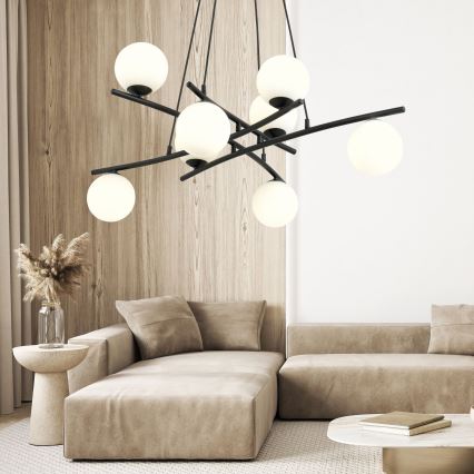 Κρεμαστό φωτιστικό οροφής ESSA 8xE14/10W/230V μαύρο/λευκό