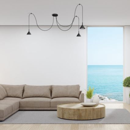 Κρεμαστό φωτιστικό οροφής ETNA LONG 3xGX53/10W/230V spider μαύρο