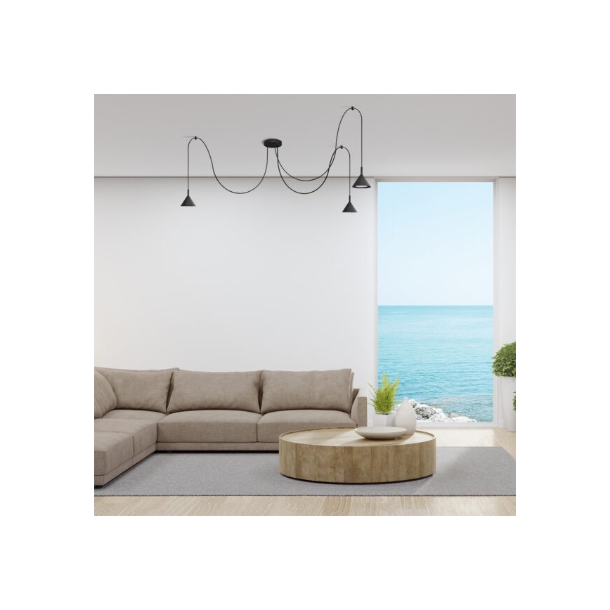 Κρεμαστό φωτιστικό οροφής ETNA LONG 3xGX53/10W/230V spider μαύρο