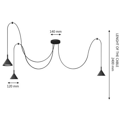 Κρεμαστό φωτιστικό οροφής ETNA LONG 3xGX53/10W/230V spider μαύρο