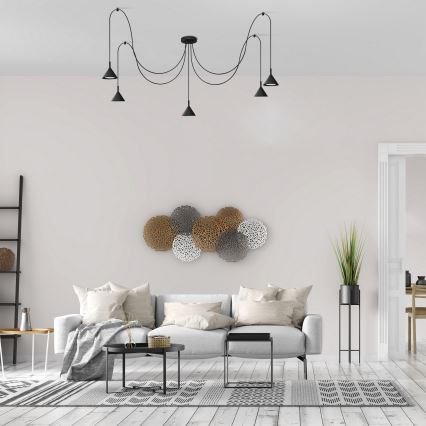 Κρεμαστό φωτιστικό οροφής ETNA LONG 5xGX53/15W/230V spider μαύρο