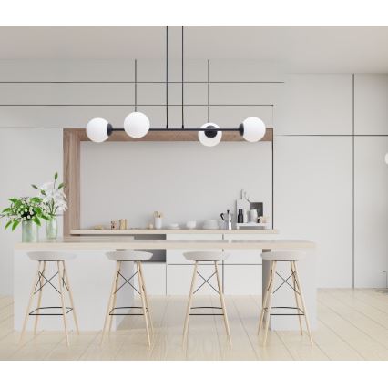 Κρεμαστό φωτιστικό οροφής FIRA 4xE27/60W/230V μαύρο