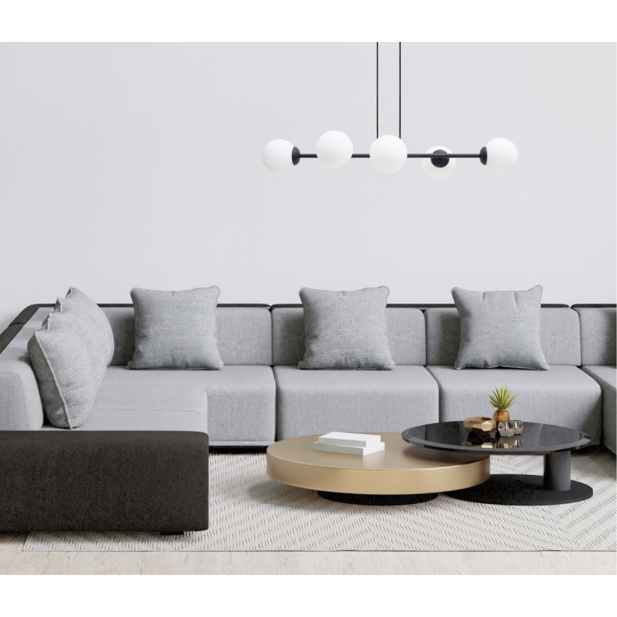 Κρεμαστό φωτιστικό οροφής FIRA 5xE27/60W/230V μαύρο