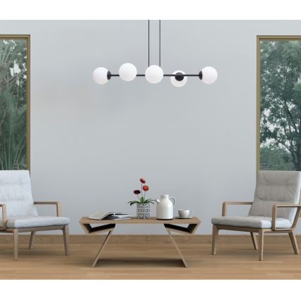 Κρεμαστό φωτιστικό οροφής FIRA 5xE27/60W/230V μαύρο