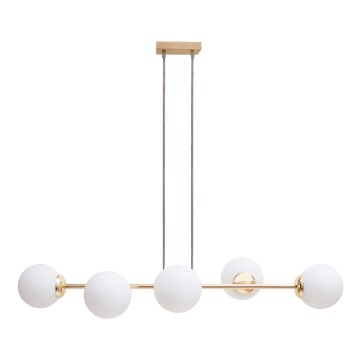 Κρεμαστό φωτιστικό οροφής FIRA 5xE27/60W/230V χρυσό