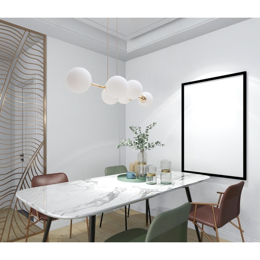 Κρεμαστό φωτιστικό οροφής FIRA 5xE27/60W/230V χρυσό