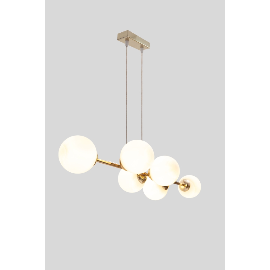 Κρεμαστό φωτιστικό οροφής FIRA 5xE27/60W/230V χρυσό