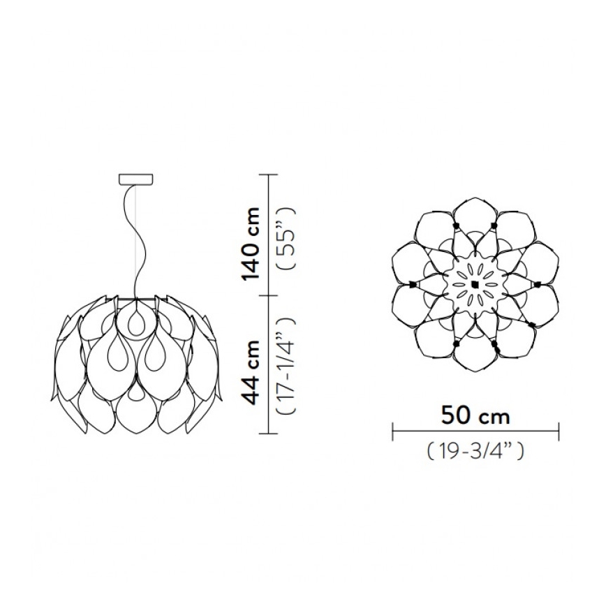 Κρεμαστό φωτιστικό οροφής FLORA 3xE27/42W/230V