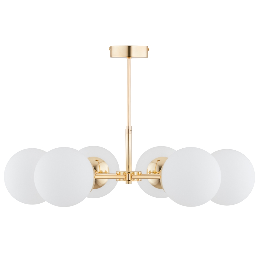 Κρεμαστό φωτιστικό οροφής FOTON  6xE14/40W/230V χρυσό/λευκό