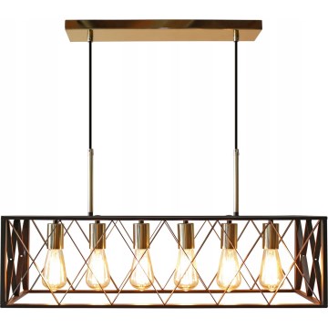 Κρεμαστό φωτιστικό οροφής FRAME 6xE27/60W/230V μαύρο/χρυσό