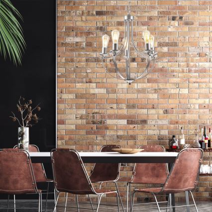 Κρεμαστό φωτιστικό οροφής GINA 5xE27/60W/230V ματ χρώμιο