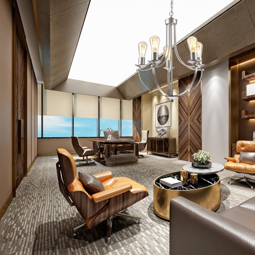 Κρεμαστό φωτιστικό οροφής GINA 5xE27/60W/230V ματ χρώμιο