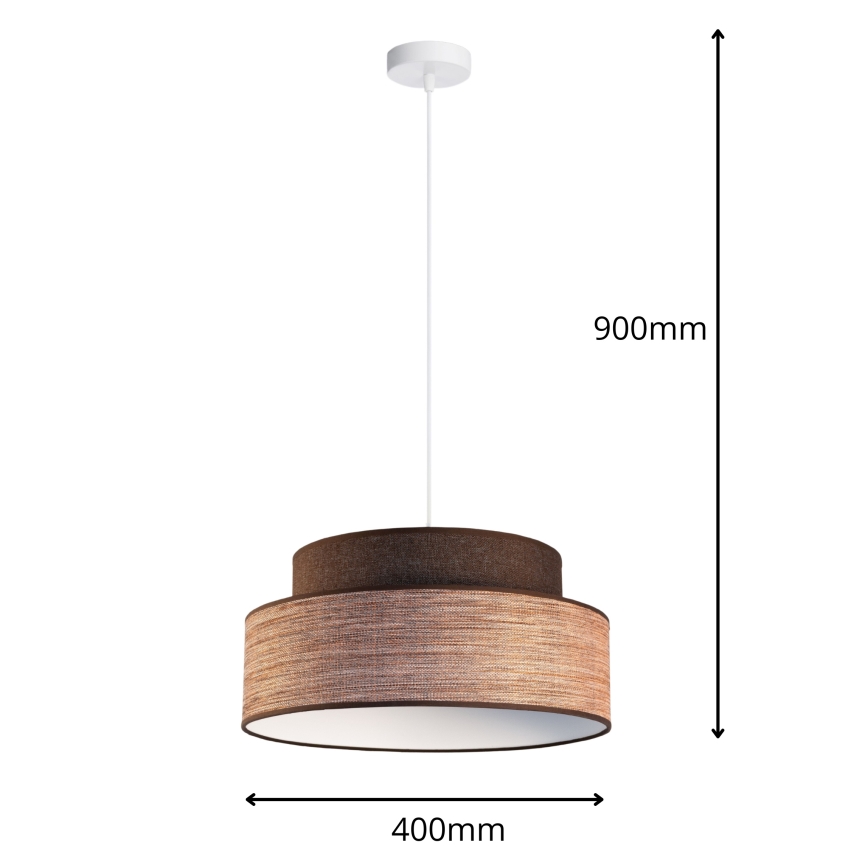 Κρεμαστό φωτιστικό οροφής GRACE 1xE27/60W/230V διάμετρος 40 cm καφέ/μπεζ