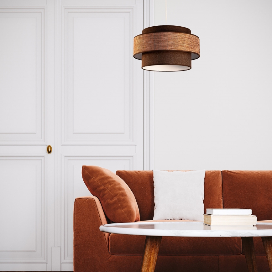 Κρεμαστό φωτιστικό οροφής GRACE 1xE27/60W/230V διάμετρος 40 cm καφέ/μπεζ