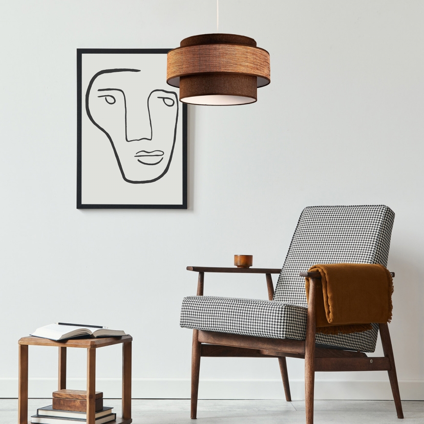 Κρεμαστό φωτιστικό οροφής GRACE 1xE27/60W/230V διάμετρος 40 cm καφέ/μπεζ