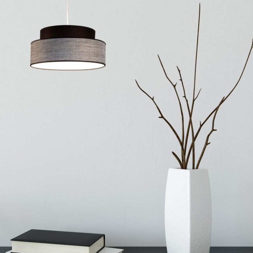 Κρεμαστό φωτιστικό οροφής GRACE 1xE27/60W/230V διάμετρος 40 cm μαύρο/γκρι