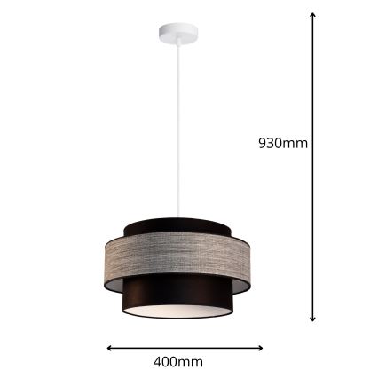 Κρεμαστό φωτιστικό οροφής GRACE 1xE27/60W/230V διάμετρος 40 cm μαύρο/γκρι