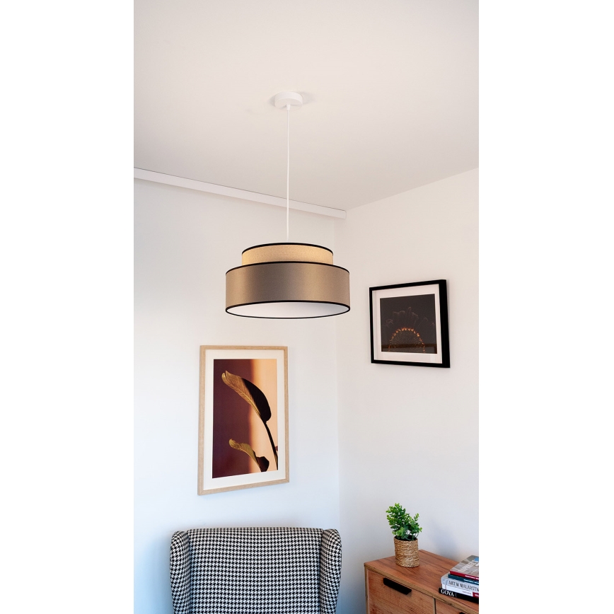 Κρεμαστό φωτιστικό οροφής GRACE 1xE27/60W/230V διάμετρος 40 cm μπεζ/καφέ