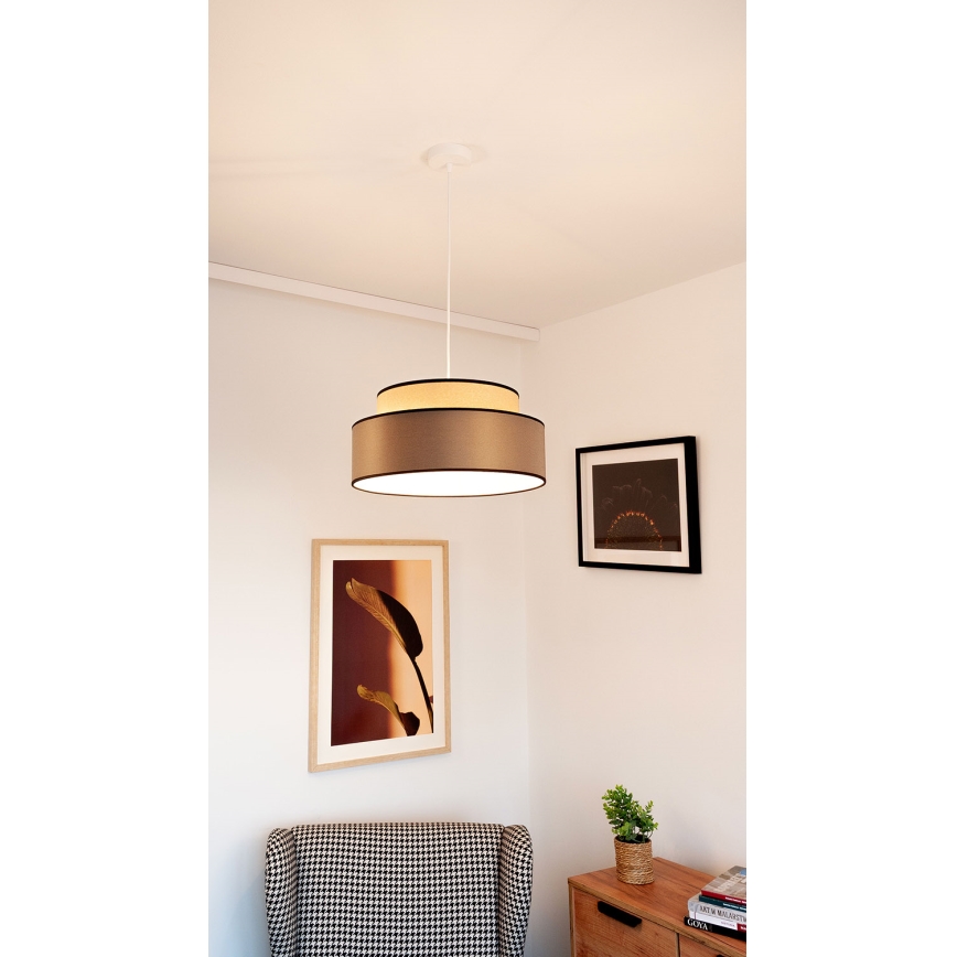 Κρεμαστό φωτιστικό οροφής GRACE 1xE27/60W/230V διάμετρος 40 cm μπεζ/καφέ