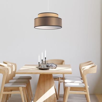 Κρεμαστό φωτιστικό οροφής GRACE 1xE27/60W/230V διάμετρος 40 cm μπεζ/καφέ