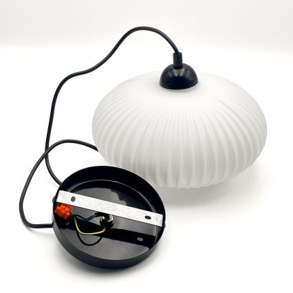 Κρεμαστό φωτιστικό οροφής HARMA 1xE27/15W/230V διάμετρος 25 cm λευκό/μαύρο