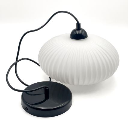 Κρεμαστό φωτιστικό οροφής HARMA 1xE27/15W/230V διάμετρος 30 cm λευκό/μαύρο