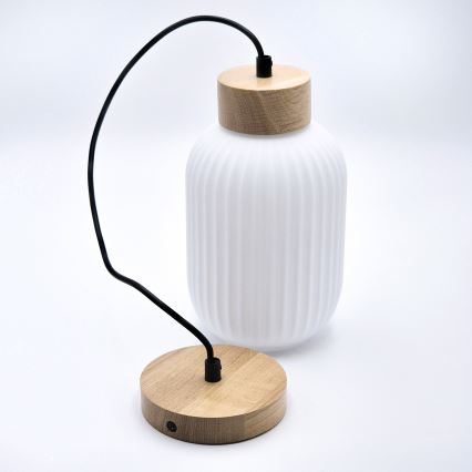 Κρεμαστό φωτιστικό οροφής HARMONY 1xE27/15W/230V διάμετρος 14 cm λευκό/δρυς