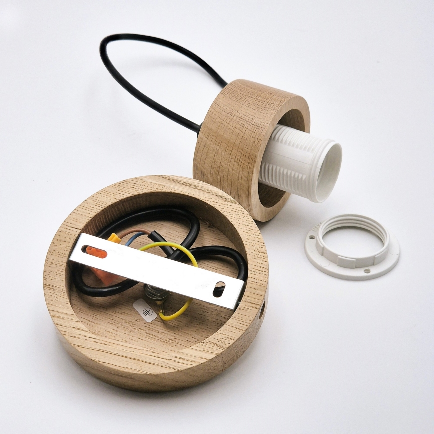 Κρεμαστό φωτιστικό οροφής HARMONY 1xE27/15W/230V διάμετρος 14 cm λευκό/δρυς