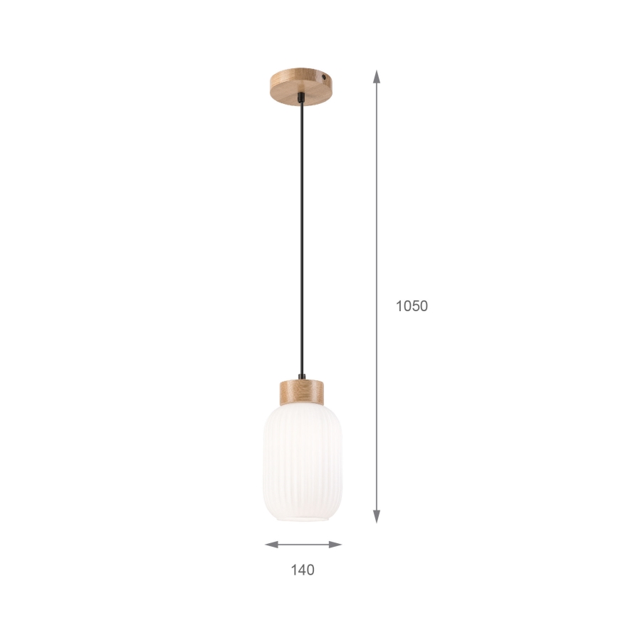 Κρεμαστό φωτιστικό οροφής HARMONY 1xE27/15W/230V διάμετρος 14 cm λευκό/δρυς