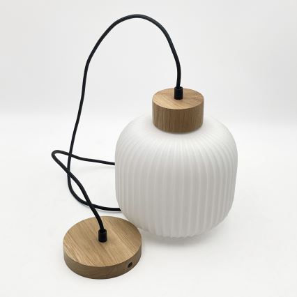 Κρεμαστό φωτιστικό οροφής HARMONY 1xE27/15W/230V διάμετρος 20 cm λευκό/δρυς