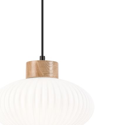 Κρεμαστό φωτιστικό οροφής HARMONY 1xE27/15W/230V διάμετρος 25 cm λευκό/δρυς