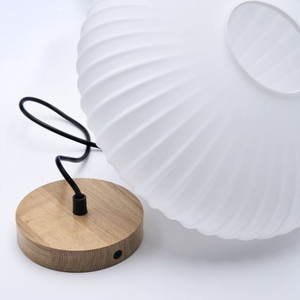 Κρεμαστό φωτιστικό οροφής HARMONY 1xE27/15W/230V διάμετρος 30 cm λευκό/δρυς