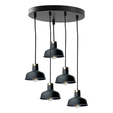 Κρεμαστό φωτιστικό οροφής HEBE 5xE27/60W/230V μαύρο