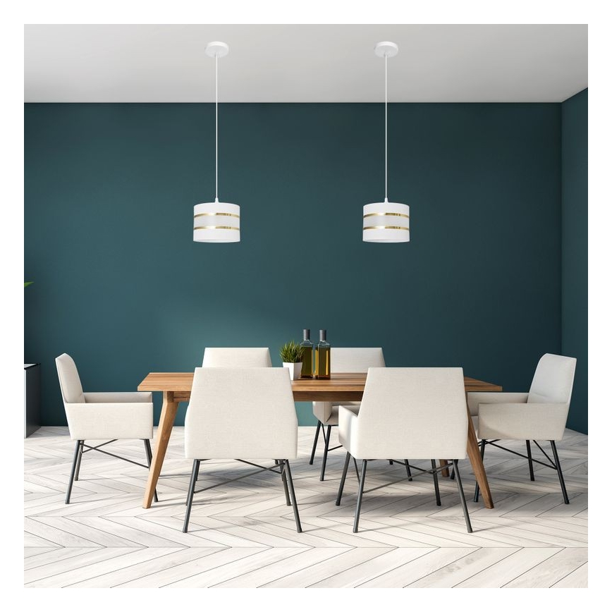 Κρεμαστό φωτιστικό οροφής HELEN 1xE27/15W/230V διάμετρος 20 cm λευκό/χρυσό