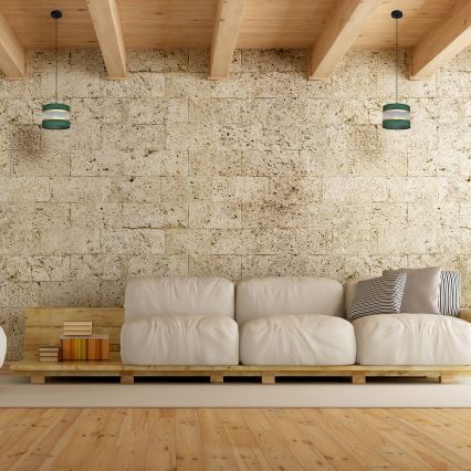 Κρεμαστό φωτιστικό οροφής HELEN 1xE27/15W/230V διάμετρος 20 cm πράσινο/χρυσαφί