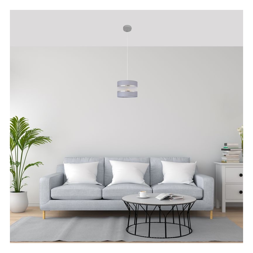 Κρεμαστό φωτιστικό οροφής HELEN 1xE27/15W/230V διάμετρος 20 cm γκρι/ασημί
