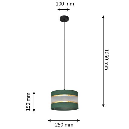 Κρεμαστό φωτιστικό οροφής  HELEN 1xE27/15W/230V διάμετρος 25 cm πράσινο/χρυσαφί