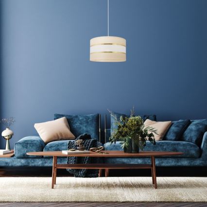 Κρεμαστό φωτιστικό οροφής HELEN 1xE27/15W/230V διάμετρος 35 cm κρεμ/χρυσό