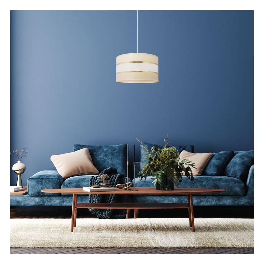 Κρεμαστό φωτιστικό οροφής HELEN 1xE27/15W/230V διάμετρος 35 cm κρεμ/χρυσό