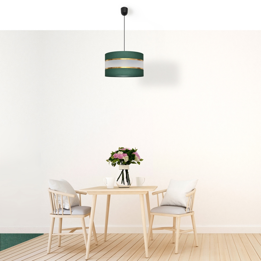 Κρεμαστό φωτιστικό οροφής HELEN 1xE27/15W/230V διάμετρος 35 cm πράσινο/χρυσαφί