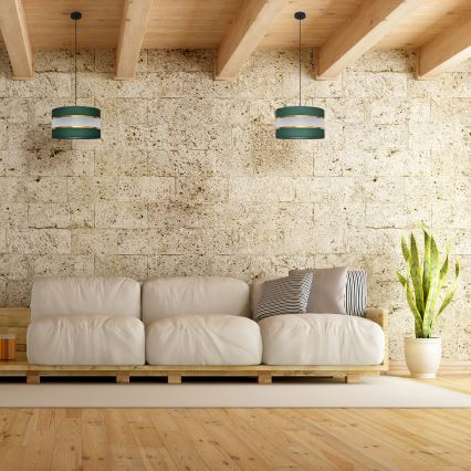 Κρεμαστό φωτιστικό οροφής HELEN 1xE27/15W/230V διάμετρος 35 cm πράσινο/χρυσαφί