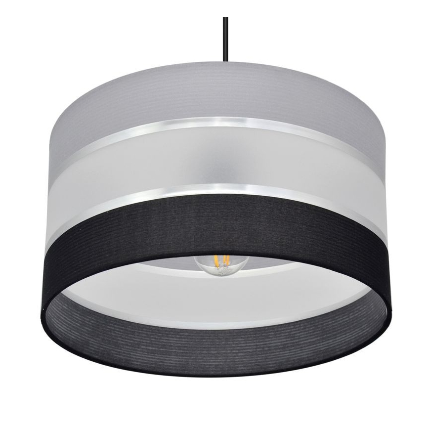 Κρεμαστό φωτιστικό οροφής HELEN 1xE27/15W/230V διάμετρος 35 cm μαύρο/γκρι/ασημί