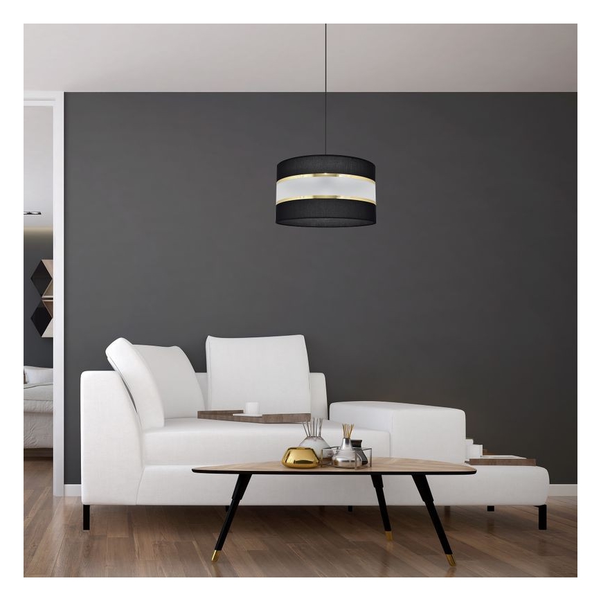 Κρεμαστό φωτιστικό οροφής HELEN 1xE27/15W/230V διάμετρος 35 cm μαύρο/χρυσό