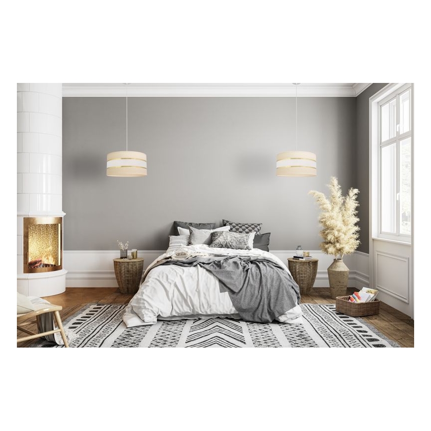 Κρεμαστό φωτιστικό οροφής HELEN 1xE27/15W/230V διάμετρος 40 cm κρεμ/χρυσό