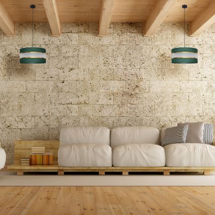 Κρεμαστό φωτιστικό οροφής  HELEN 1xE27/15W/230V διάμετρος 40 cm πράσινο/χρυσαφί