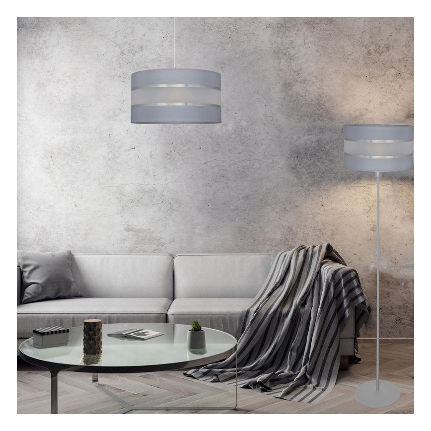 Κρεμαστό φωτιστικό οροφής HELEN 1xE27/15W/230V διάμετρος 40 cm γκρι/ασημί