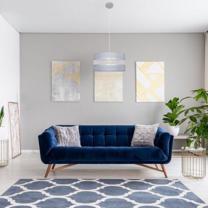 Κρεμαστό φωτιστικό οροφής HELEN 1xE27/15W/230V διάμετρος 40 cm γκρι/ασημί