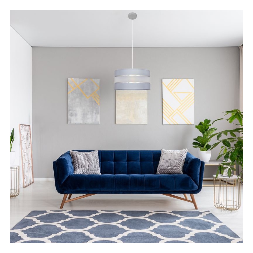 Κρεμαστό φωτιστικό οροφής HELEN 1xE27/15W/230V διάμετρος 40 cm γκρι/ασημί